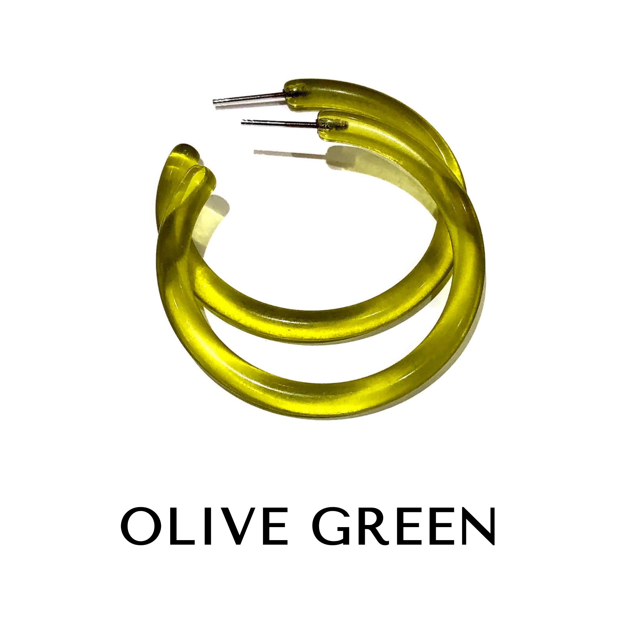 Jelly Tube Hoop Earrings - Large 1.5" Olive Green Large Tube Hoops by Leetie Lovendale | Fleurcouture