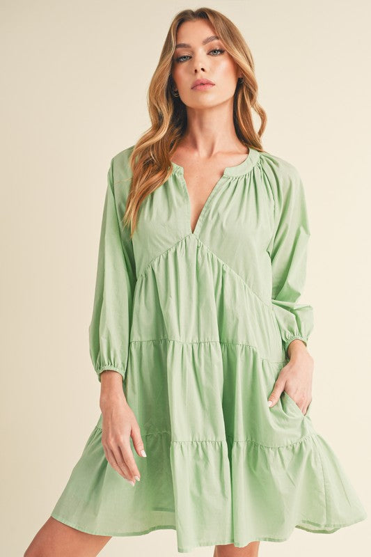 Jenay Tiered Dress MINT S by Aemi + Co | Fleurcouture