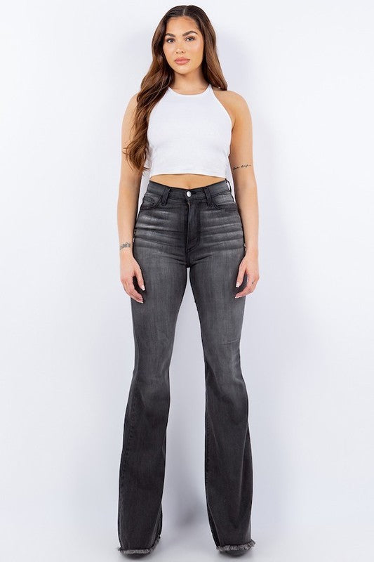 Jess Bell Bottom Jean- Inseam 32 grey by GJG Denim | Fleurcouture