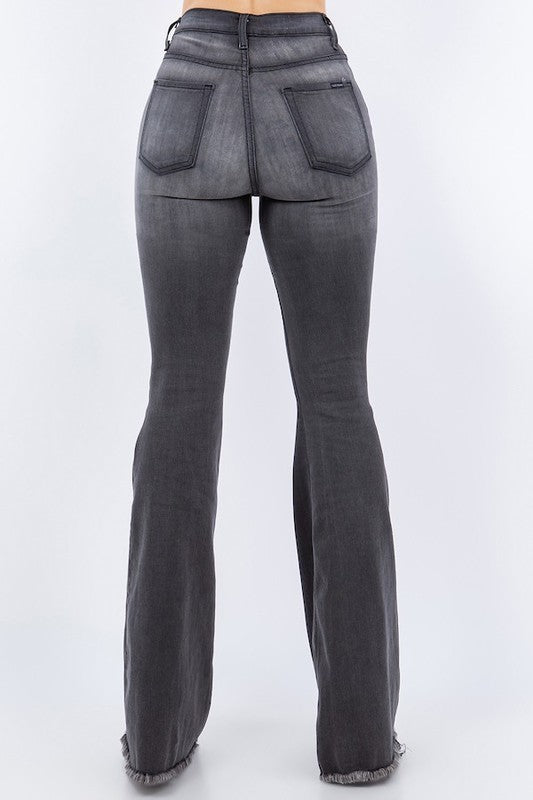 Jess Bell Bottom Jean- Inseam 32 grey by GJG Denim | Fleurcouture