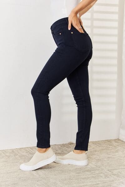 Judy Blue Full Size Garment Dyed Tummy Control Skinny Jeans NAVY by Trendsi | Fleurcouture