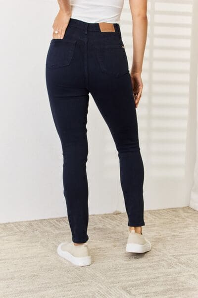 Judy Blue Full Size Garment Dyed Tummy Control Skinny Jeans NAVY by Trendsi | Fleurcouture