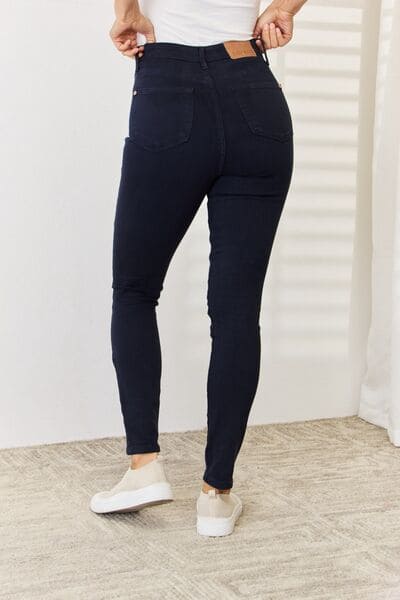 Judy Blue Full Size Garment Dyed Tummy Control Skinny Jeans NAVY by Trendsi | Fleurcouture