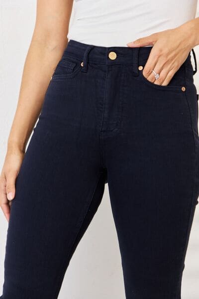Judy Blue Full Size Garment Dyed Tummy Control Skinny Jeans NAVY by Trendsi | Fleurcouture