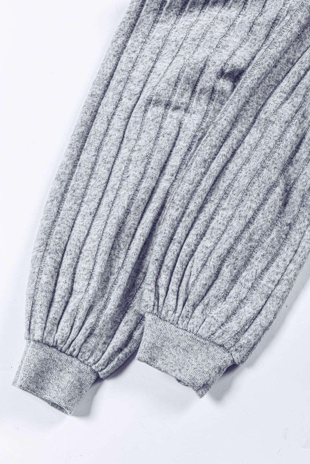 Jungle Green Contrast Ribbed Bishop Sleeve Top 95%Polyester+5%Elastane Tops by Fleurcouture | Fleurcouture