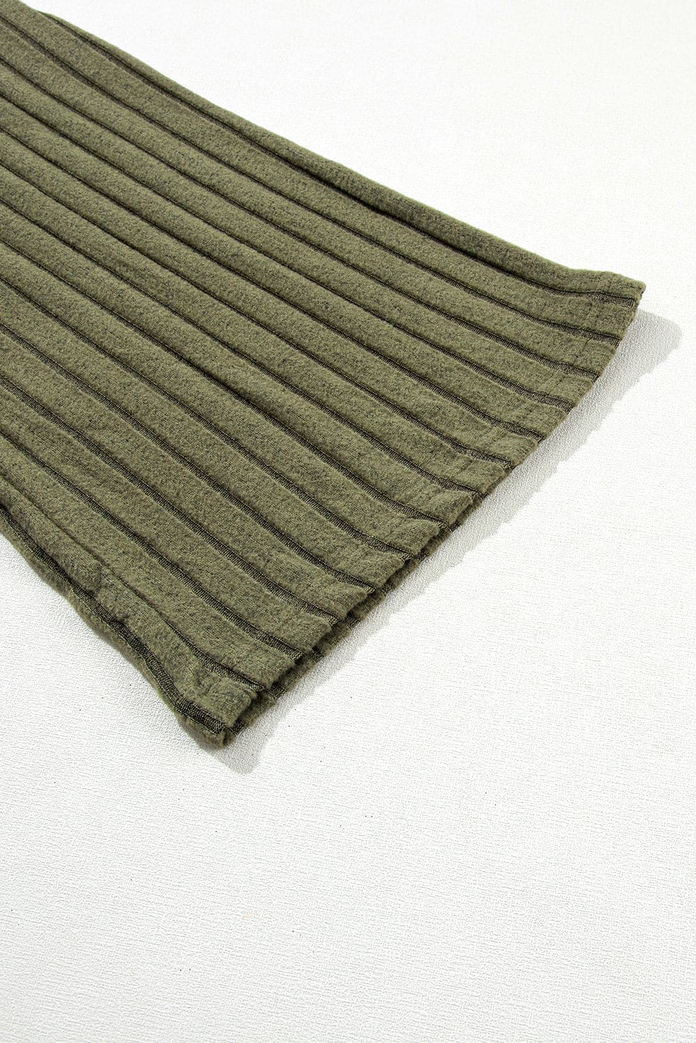 Jungle Green Ribbed Knit High Neck Loose Top and Pants Set Jungle Green 95%Polyester+5%Elastane Two Piece Sets by Fleurcouture | Fleurcouture