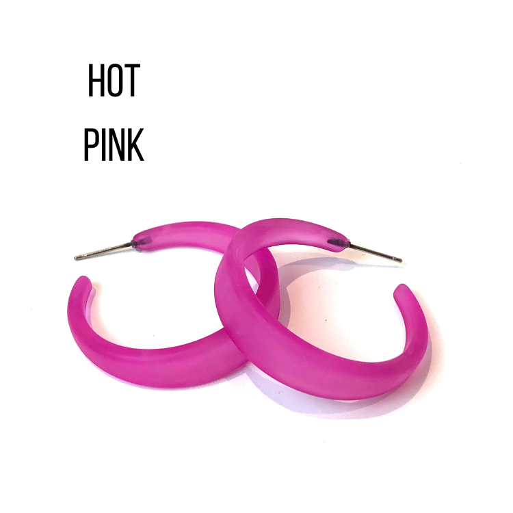 Keira Frosted Hoop Earrings Hot Pink Keira Hoop by Leetie Lovendale | Fleurcouture