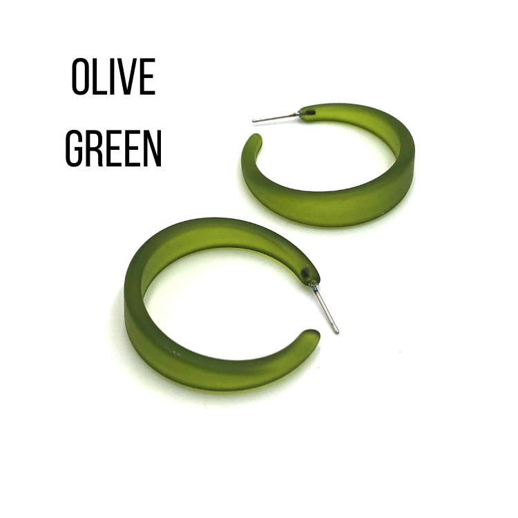 Keira Frosted Hoop Earrings Olive Keira Hoop by Leetie Lovendale | Fleurcouture