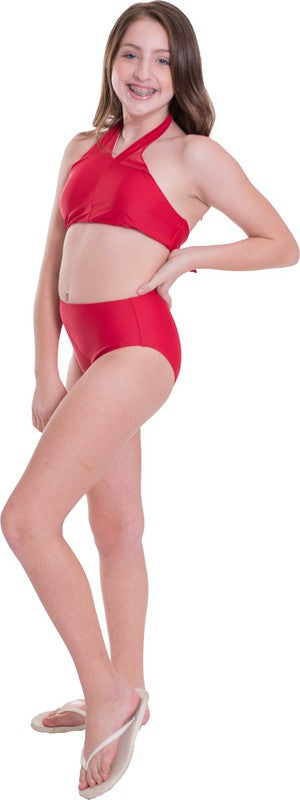 KIDS HIGH WAISTED HALTER BIKINI by Cheryl Creations | Fleurcouture