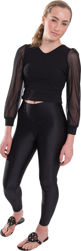 KIDS MESH LONG SLEEVE TOP Black by Cheryl Creations | Fleurcouture