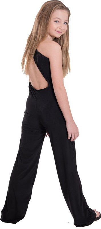 KIDS ONE SHOULDER JUMPSUIT Black by Cheryl Creations | Fleurcouture