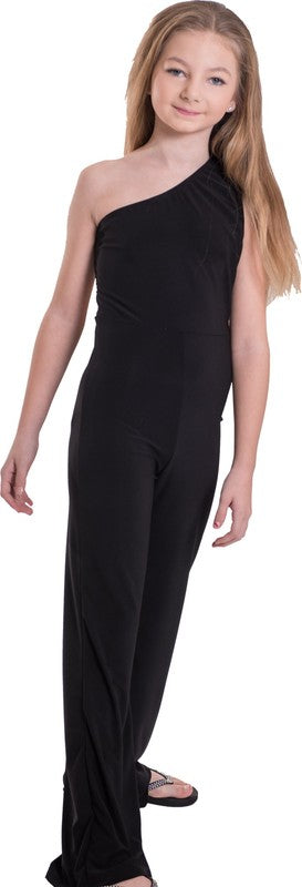 KIDS ONE SHOULDER JUMPSUIT Black by Cheryl Creations | Fleurcouture
