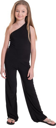 KIDS ONE SHOULDER JUMPSUIT Black S by Cheryl Creations | Fleurcouture