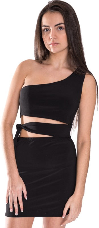 KIDS ONE SHOULDER TIE SIDE DRESS by Cheryl Creations | Fleurcouture