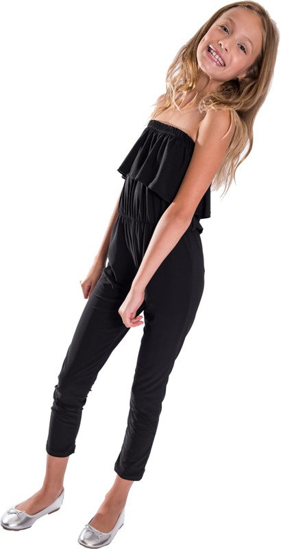 KIDS RUFFLE JUMPSUIT Black by Cheryl Creations | Fleurcouture
