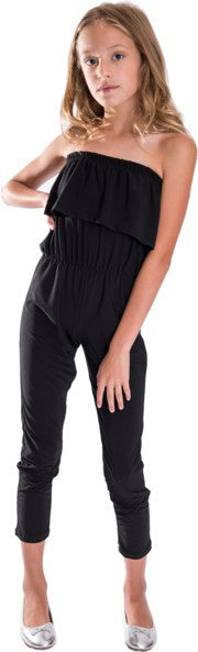 KIDS RUFFLE JUMPSUIT Black S by Cheryl Creations | Fleurcouture