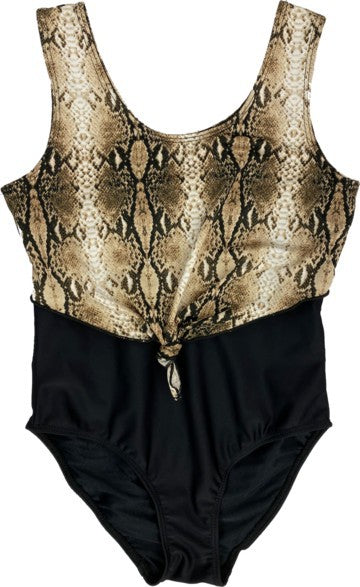 KIDS SNAKE ONE PIECE BATHING SUIT WITH TIE FRONT Gold snake S by Cheryl Creations | Fleurcouture