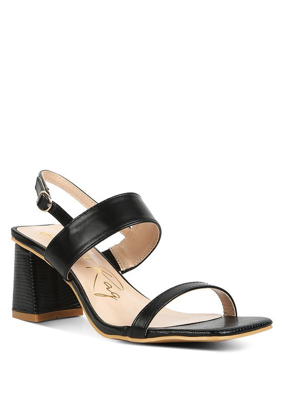KIRK Elasticated Gussets Block Heel Sandals Black 5 by Rag Company | Fleurcouture