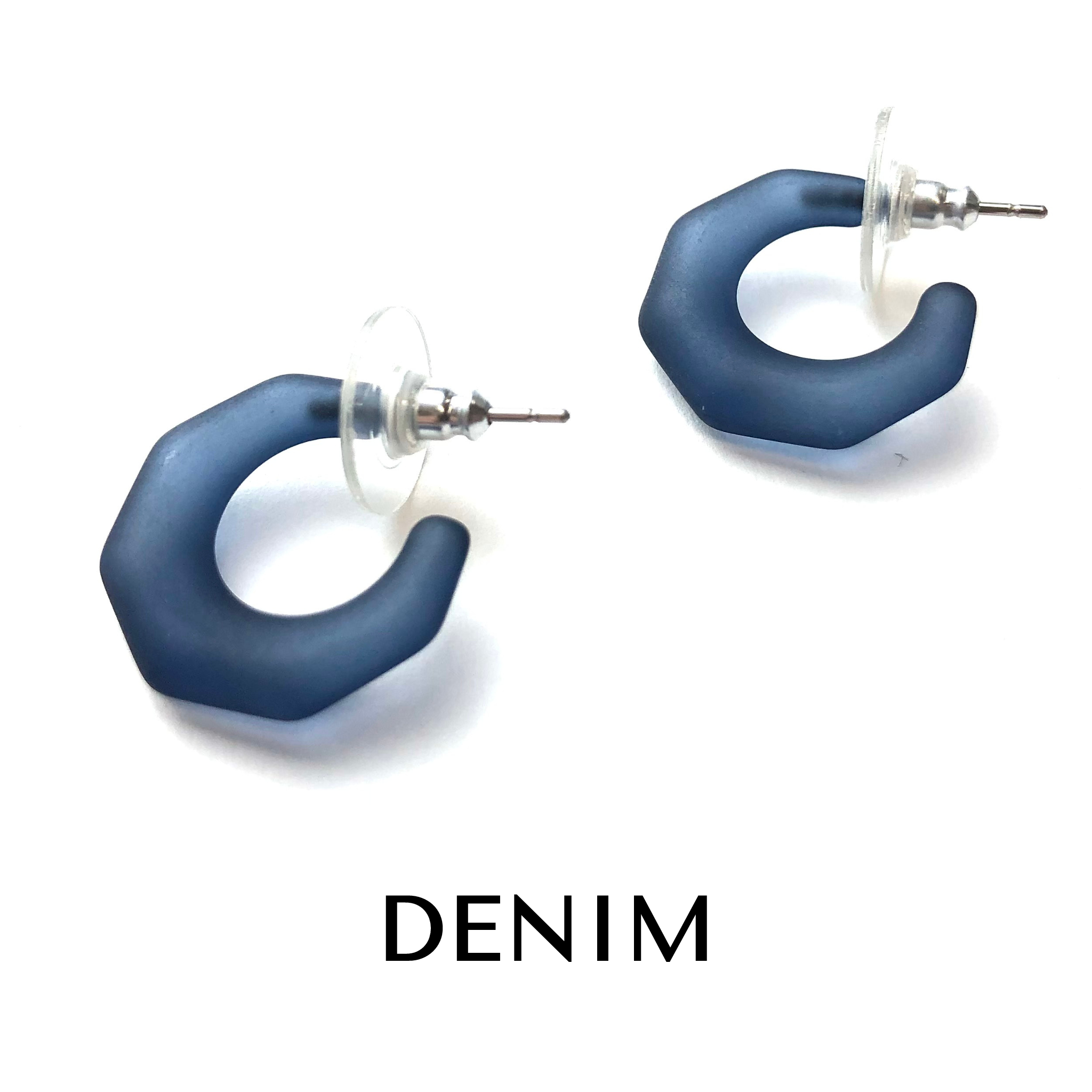 Kit Hoop Earrings Denim Kit Hoops by Leetie Lovendale | Fleurcouture