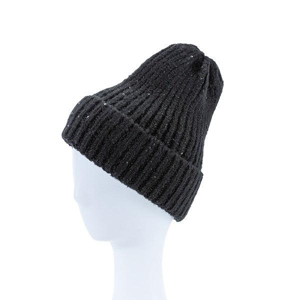 KNITTED SEQUIN BEANIE BKBK/BLACK Os by Bella Chic | Fleurcouture