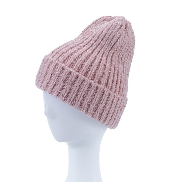 KNITTED SEQUIN BEANIE LRLR/PINK Os by Bella Chic | Fleurcouture