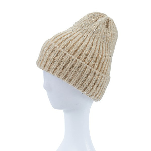 KNITTED SEQUIN BEANIE Os by Bella Chic | Fleurcouture