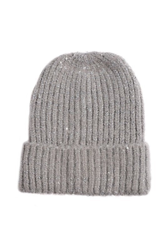 KNITTED SEQUIN BEANIE Os by Bella Chic | Fleurcouture