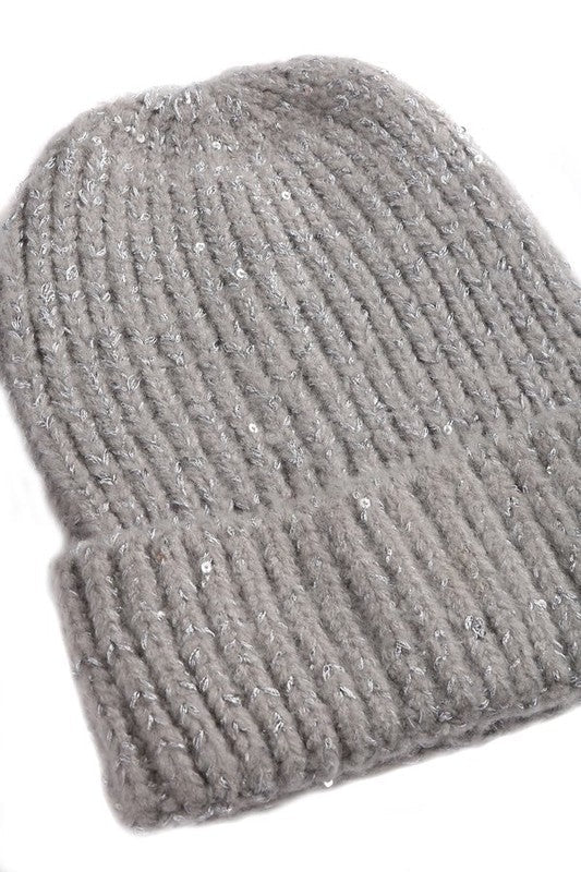 KNITTED SEQUIN BEANIE Os by Bella Chic | Fleurcouture