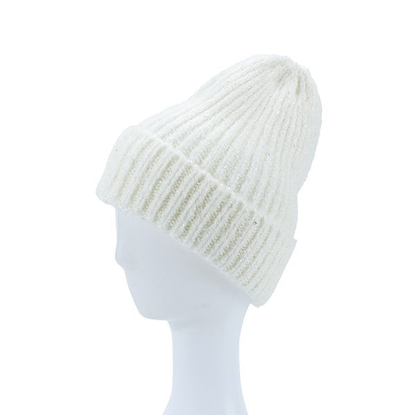 KNITTED SEQUIN BEANIE WTWT/WHITE Os by Bella Chic | Fleurcouture