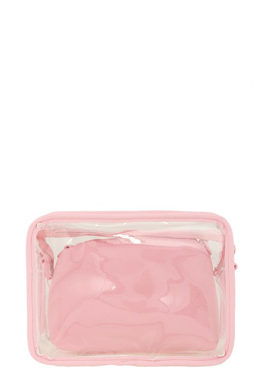 LA 3D Embroidery Clear Square With Coin Purse Bag OS by ICCO ACCESSORIES | Fleurcouture