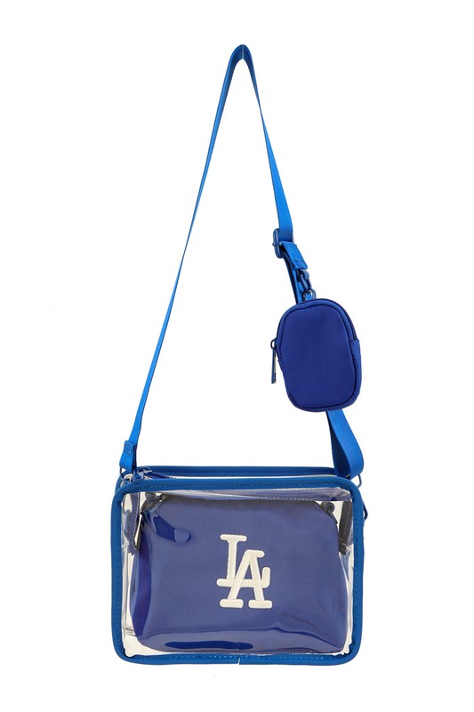 LA 3D Embroidery Clear Square With Coin Purse Bag OS by ICCO ACCESSORIES | Fleurcouture