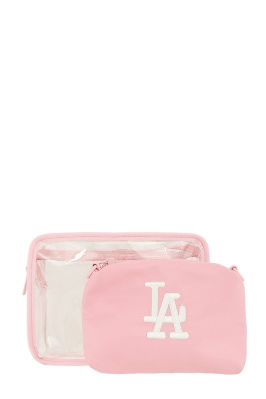 LA 3D Embroidery Clear Square With Coin Purse Bag OS by ICCO ACCESSORIES | Fleurcouture