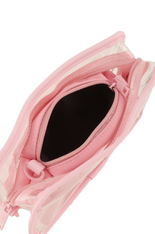 LA 3D Embroidery Clear Square With Coin Purse Bag OS by ICCO ACCESSORIES | Fleurcouture