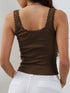 Lace Detail Square Neck Tank Chocolate XS Tops by Trendsi | Fleurcouture