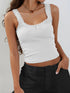 Lace Detail Square Neck Tank White XS Tops by Trendsi | Fleurcouture