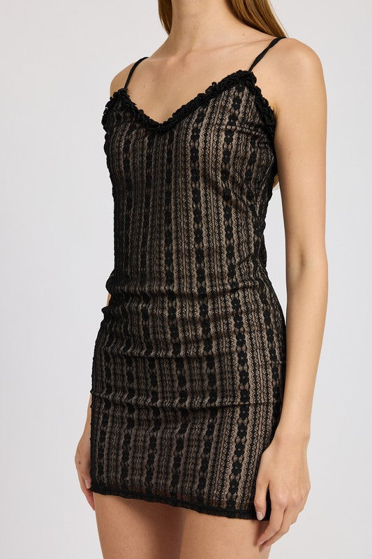 LACE MNI DRESS WITH RUFFLE DETAI by Emory Park | Fleurcouture