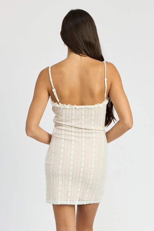 LACE MNI DRESS WITH RUFFLE DETAI by Emory Park | Fleurcouture
