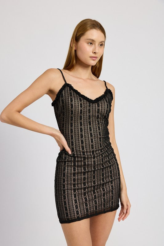 LACE MNI DRESS WITH RUFFLE DETAI by Emory Park | Fleurcouture