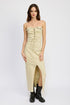 LACE UP CORSET DRESS WITH FRONT SLIT NATURAL S by Emory Park | Fleurcouture