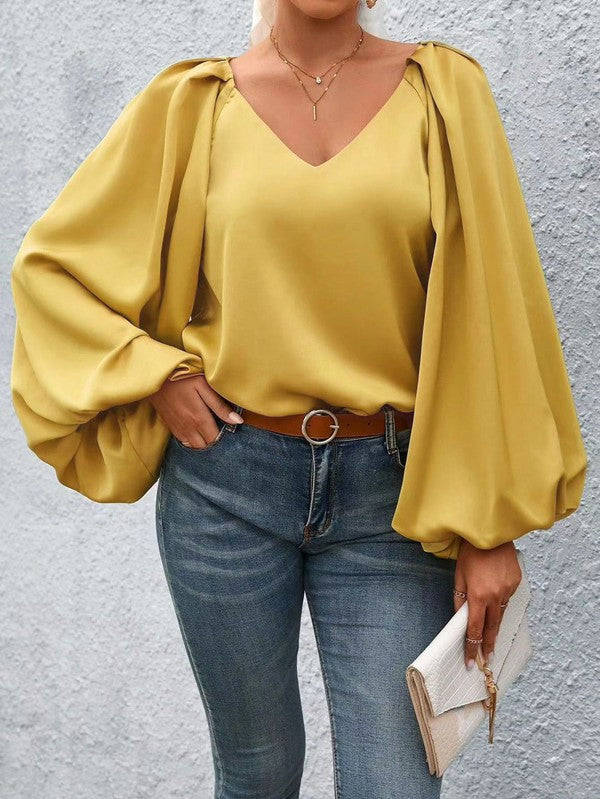 Lantern Sleeve Blouse by Miss Sparkling | Fleurcouture