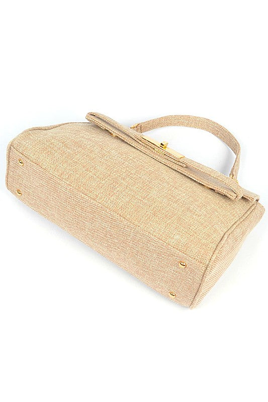 Large Top Handle Linen Convertible Bag O/S by Artini Accessories | Fleurcouture