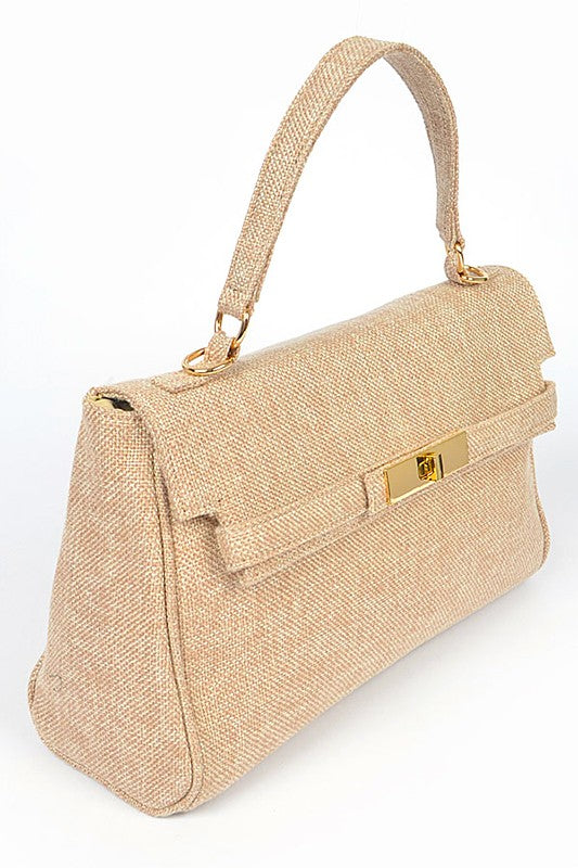 Large Top Handle Linen Convertible Bag O/S by Artini Accessories | Fleurcouture