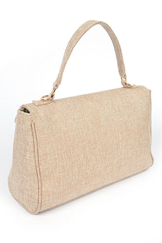 Large Top Handle Linen Convertible Bag O/S by Artini Accessories | Fleurcouture