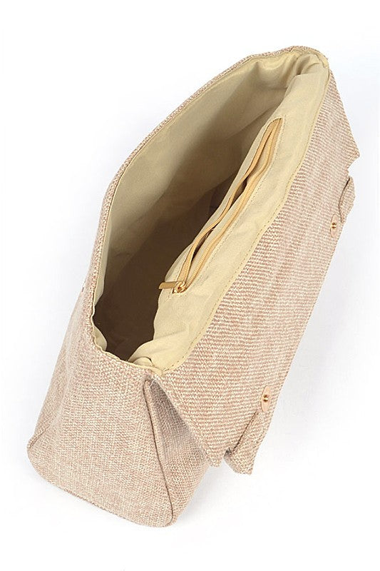 Large Top Handle Linen Convertible Bag O/S by Artini Accessories | Fleurcouture