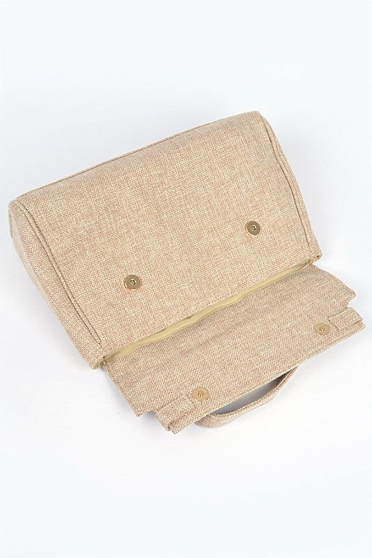Large Top Handle Linen Convertible Bag O/S by Artini Accessories | Fleurcouture