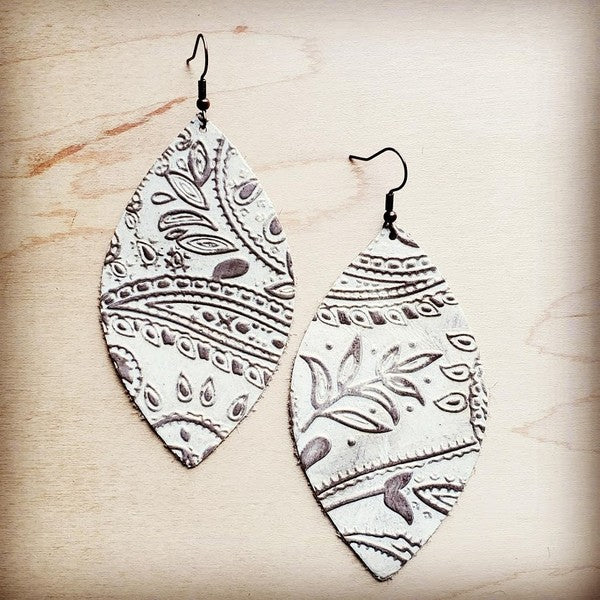 Leather Oval Earring Oyster Paisley oyster 1 by The Jewelry Junkie | Fleurcouture