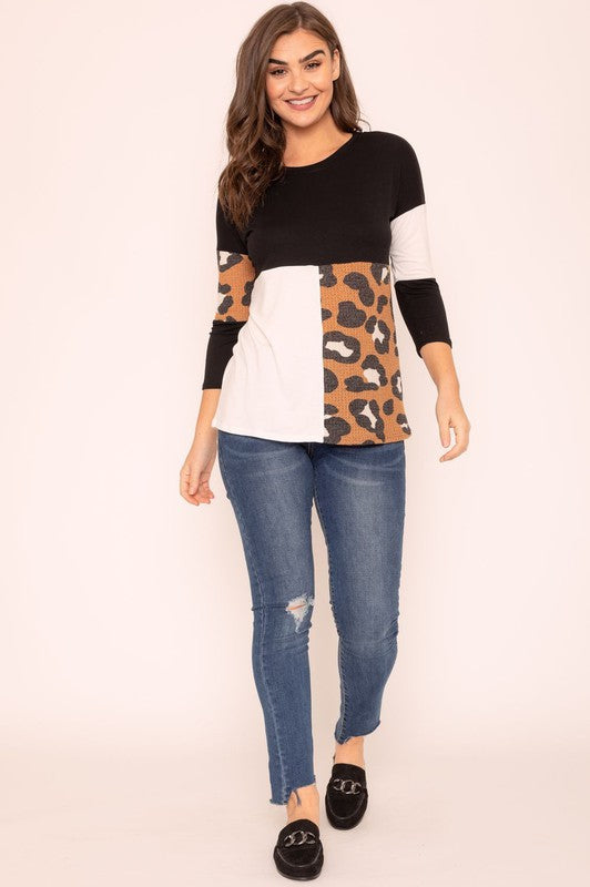 Leopard Color Block Tunic by EG fashion | Fleurcouture