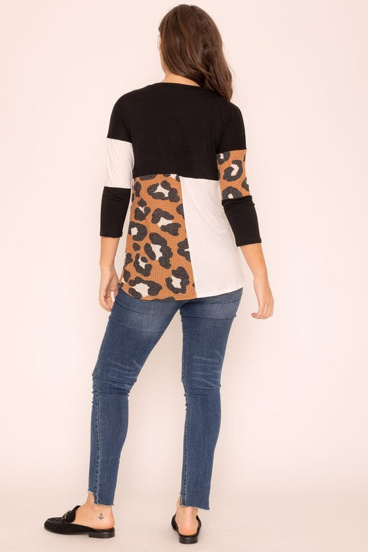 Leopard Color Block Tunic by EG fashion | Fleurcouture