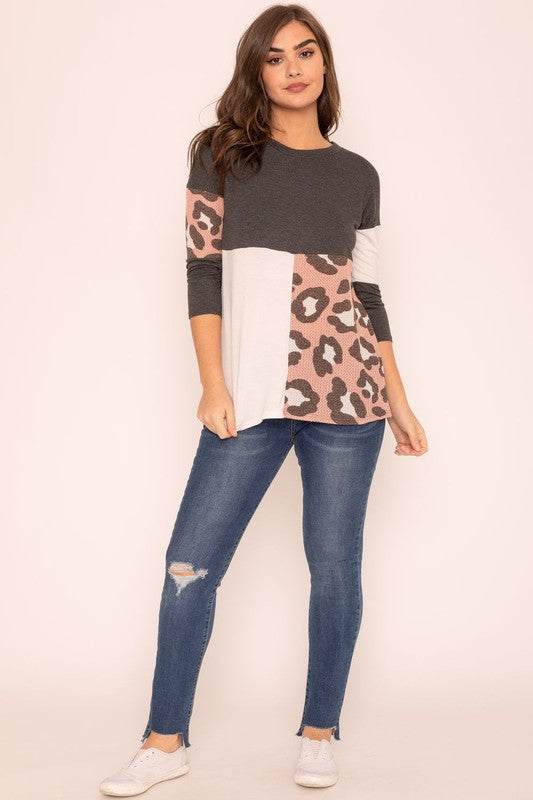 Leopard Color Block Tunic by EG fashion | Fleurcouture