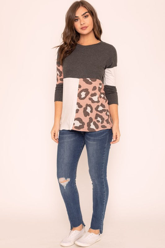 Leopard Color Block Tunic by EG fashion | Fleurcouture